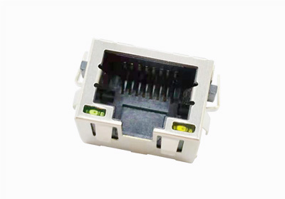 8P8C表面贴装模块化插座表面贴装RJ45连接器 带绿色/黄色LED屏蔽