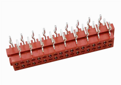 红色IDC母座1.27mm micro-match18P 90°弯插插板式汽车连机器